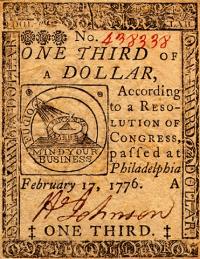 continental currency one third dollar 17 feb 76 obv