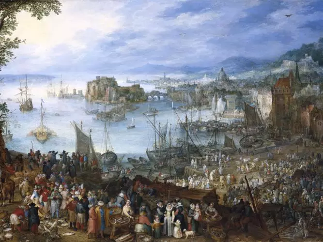great fish market jan brueghel 1603 wikimedia